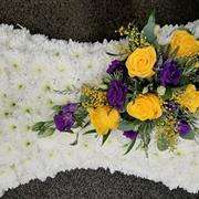 Based Pillow with Yellow &amp; Purple Spray