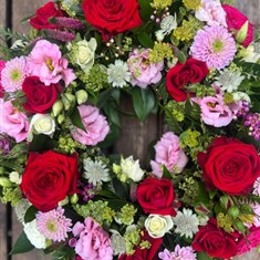 pink and Red wreath 
